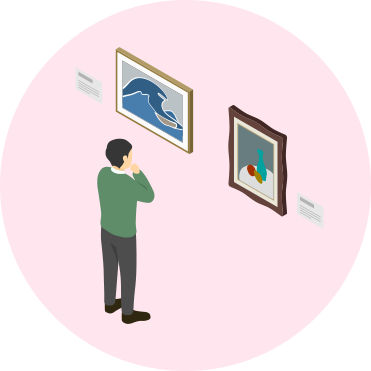 絵画を鑑賞する男性