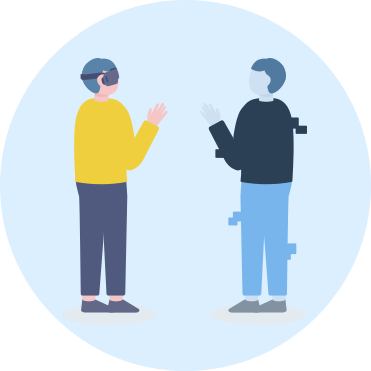 VRをつけて仮想空間に居る男性